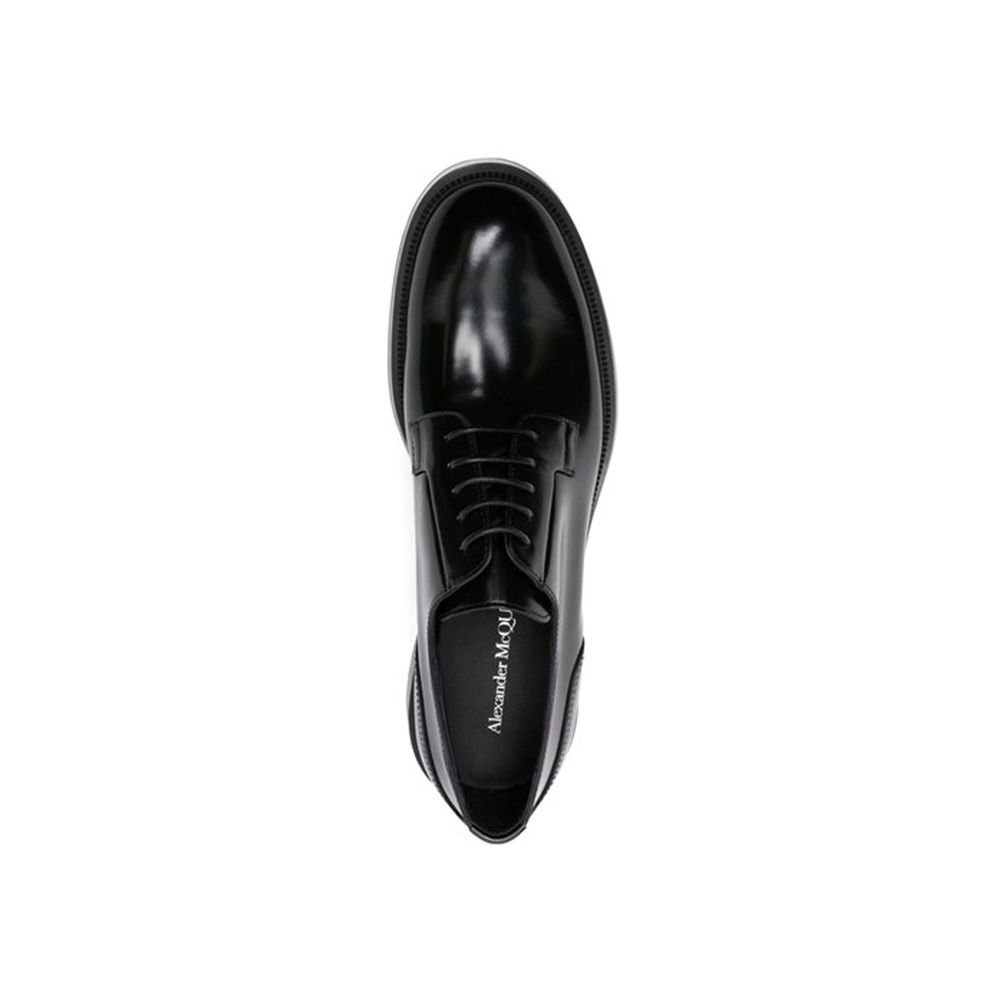 Alexander McQueen Black Calfskin Oxfords And Derbies