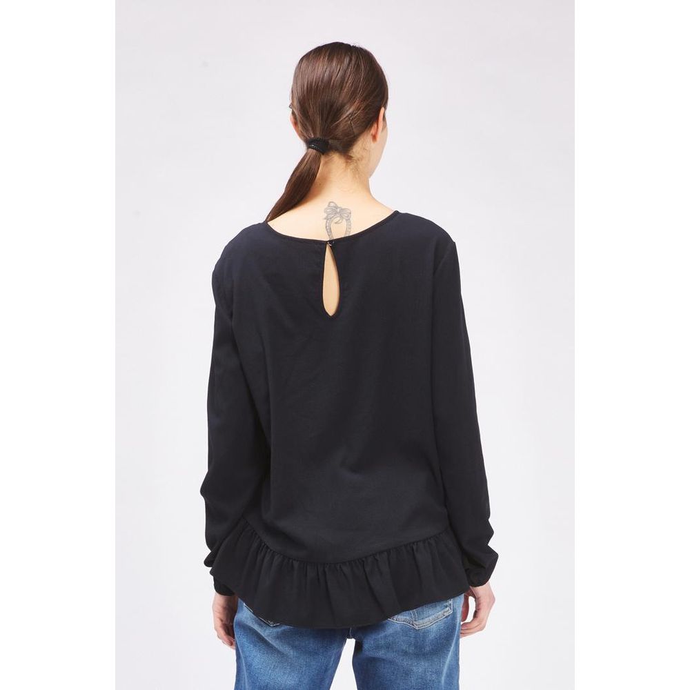 Gas Black Polyester Long Sleeve T-Shirt