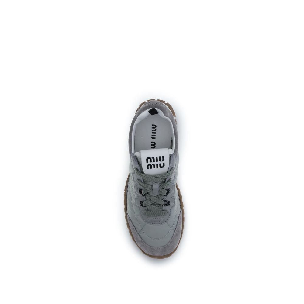 Miu Miu Gray Recycled Polyamide Athletic Sneakers