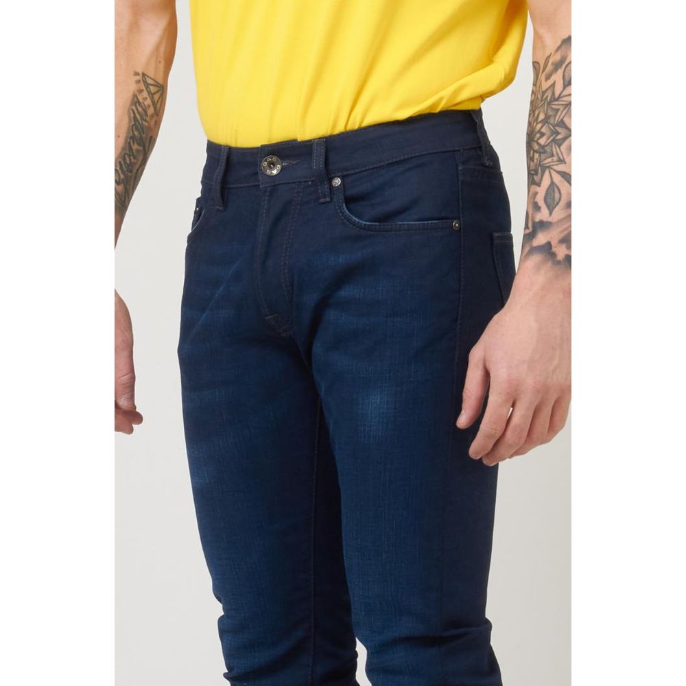 Gas Blue Cotton Slim Fit Jeans