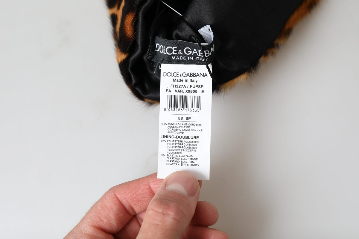 Dolce & Gabbana Brown Leopard Fur Women Bucket Capello Hat