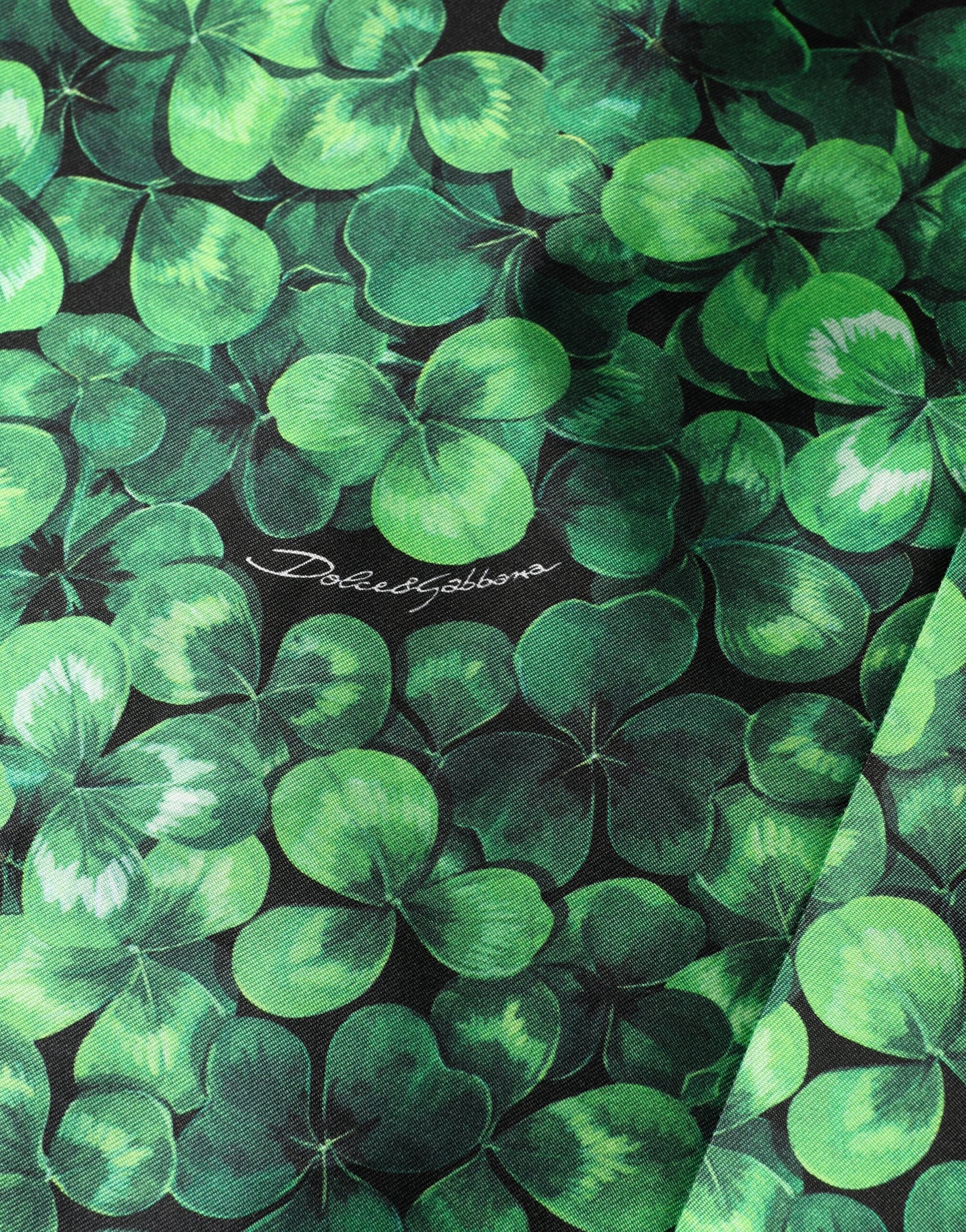 Dolce & Gabbana Green Clover Print Sleeveless A-Line Dress