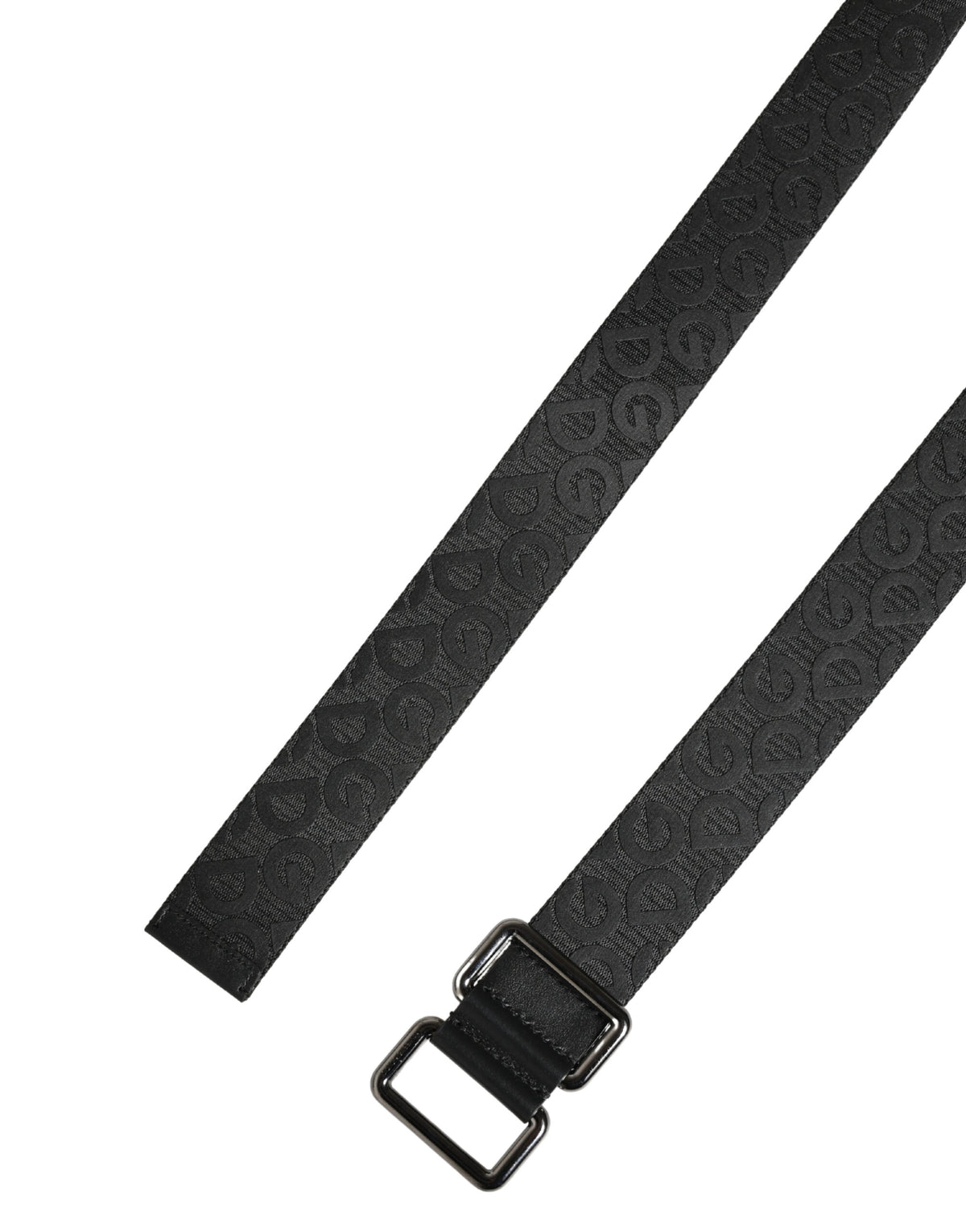 Dolce & Gabbana Black Logo Monogram Silver Metal Buckle Belt