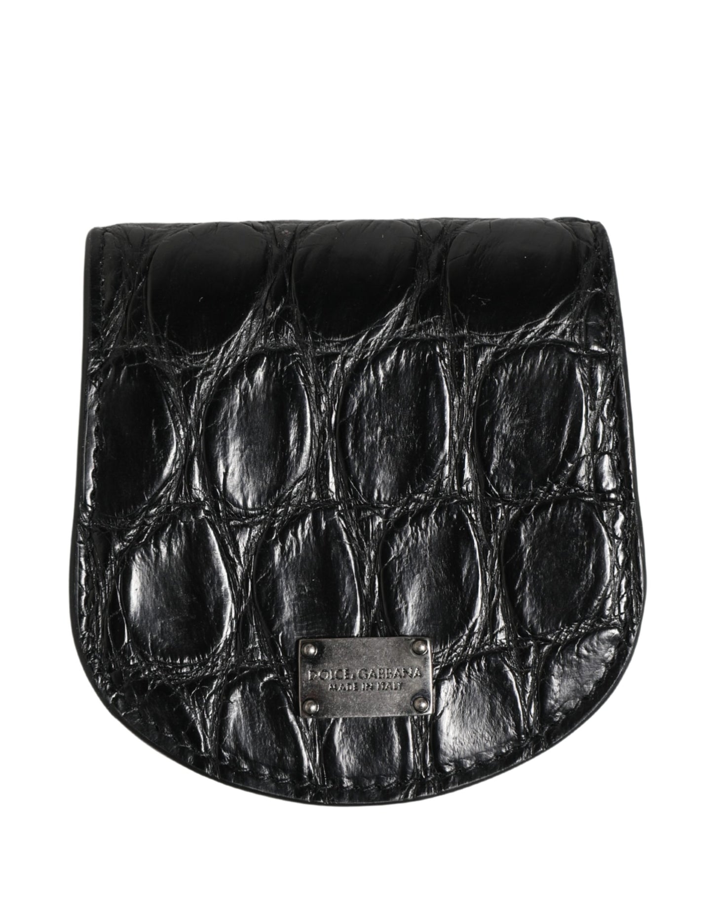 Dolce & Gabbana Black Exotic Skin Condom Case Holder Pocket Wallet