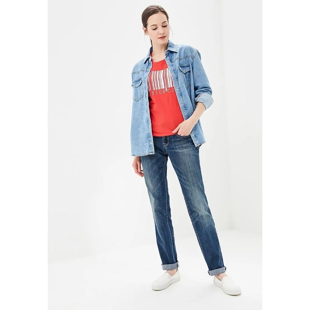 Gas Blue Cotton Straight-Leg Jeans