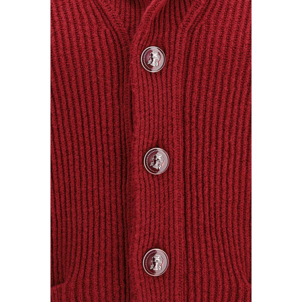 Brunello Cucinelli Red Cotton Cardigan