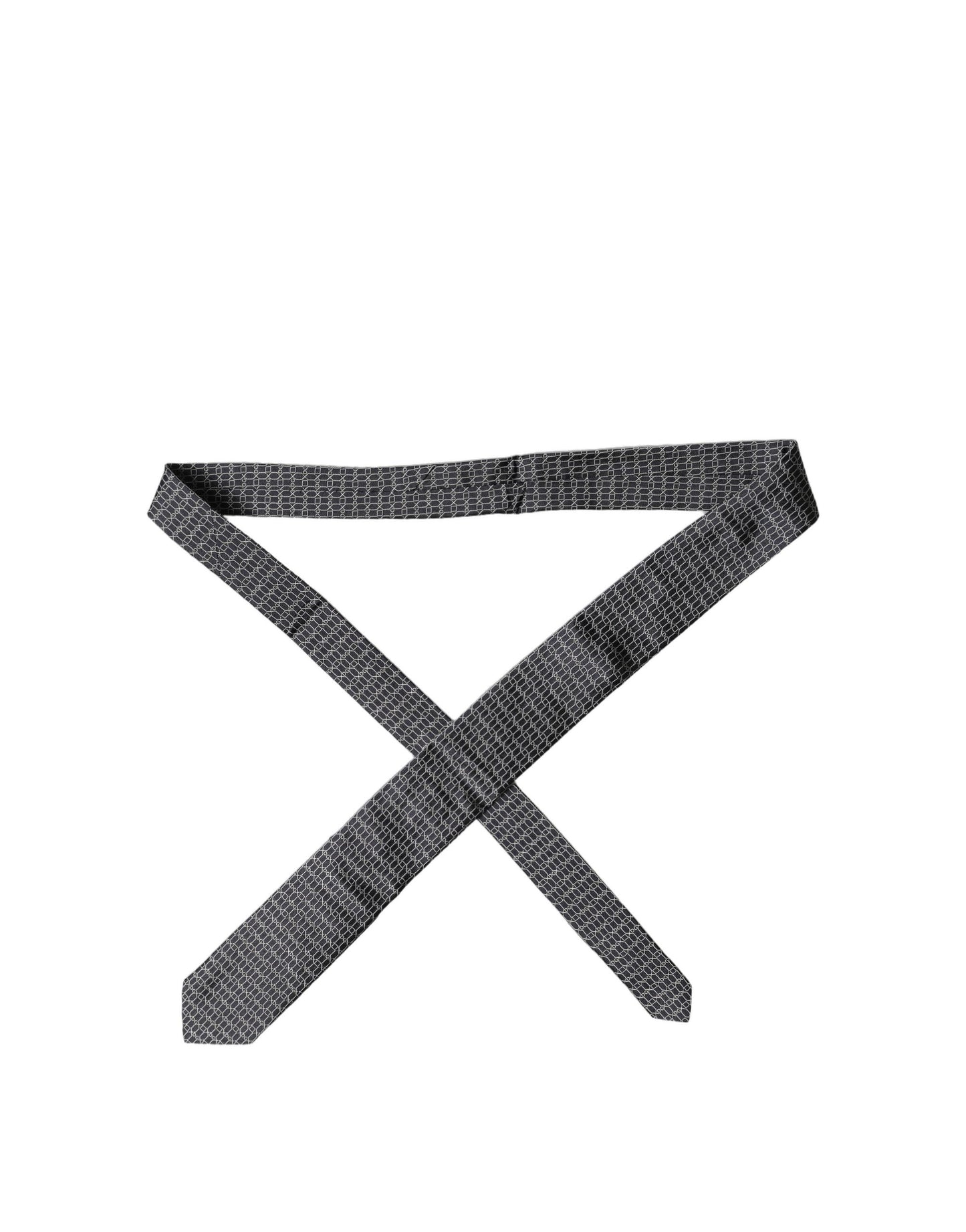 Dolce & Gabbana Black Geometric DG Silk Adjustable Men Tied Necktie Tie