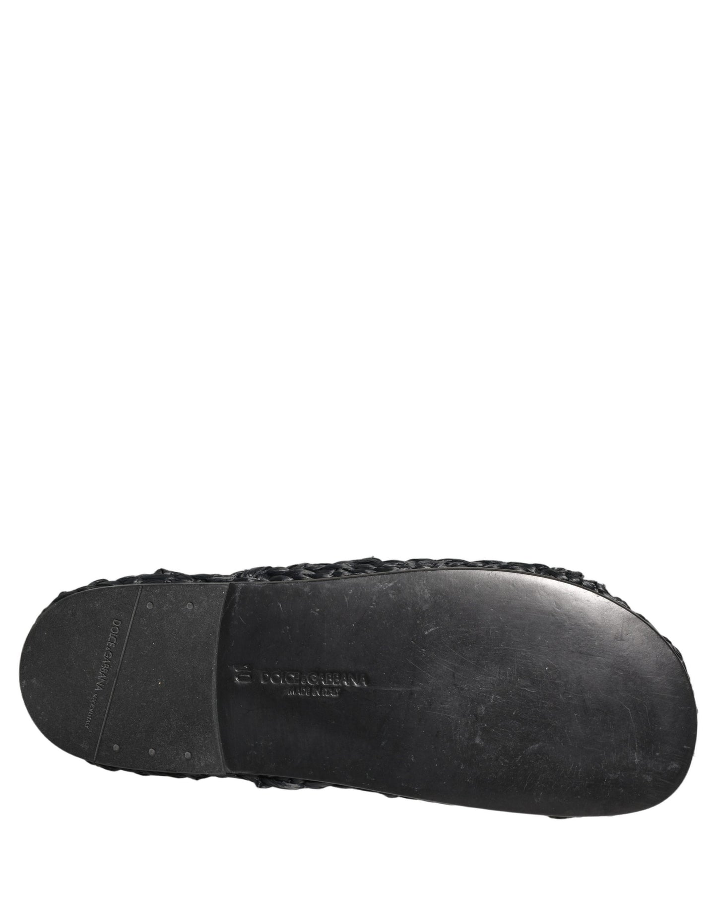 Dolce & Gabbana Black Straw Raffia Slides Sandals Flats Shoes