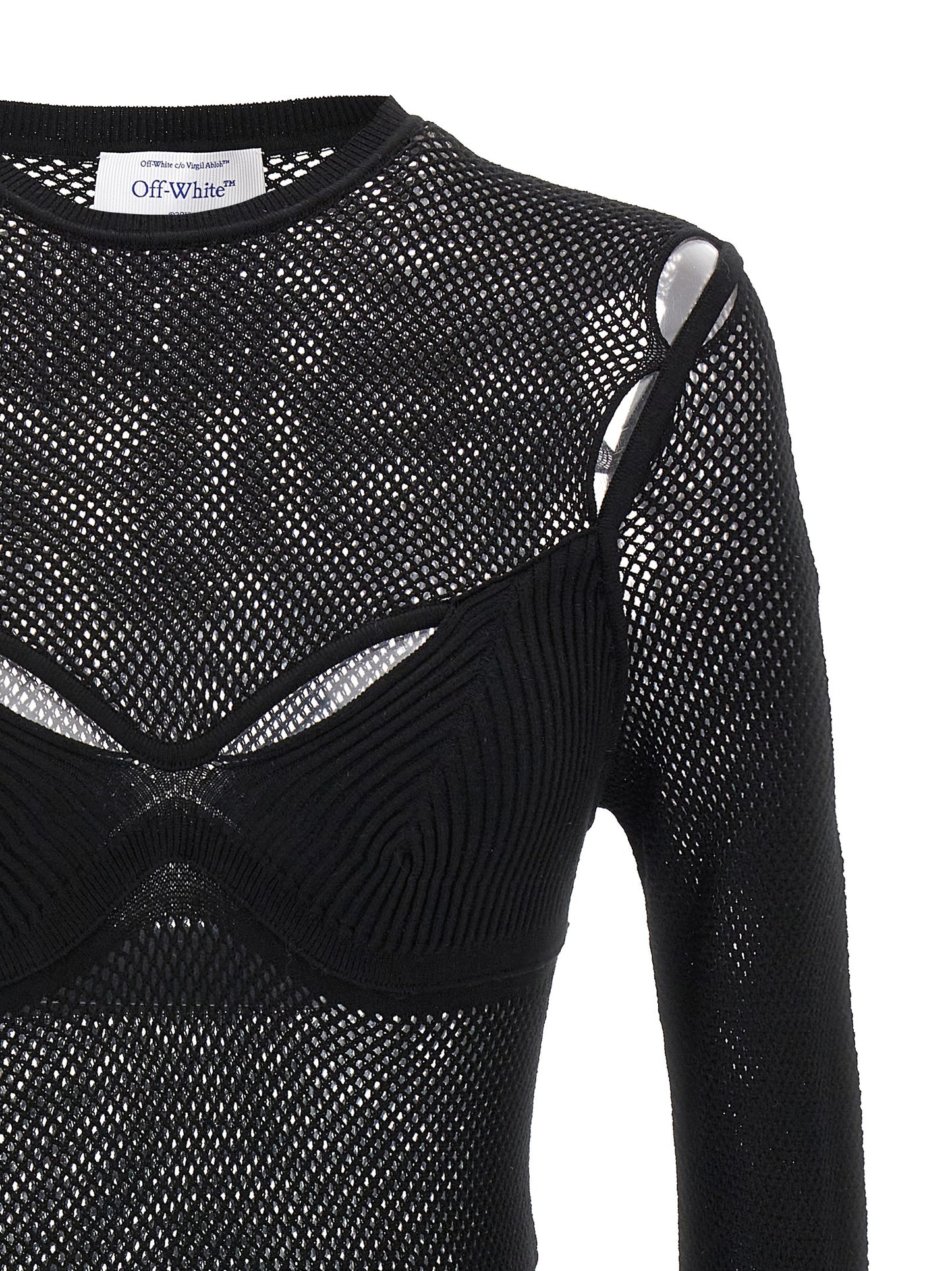 Off-White Black Viscose Tank Tops