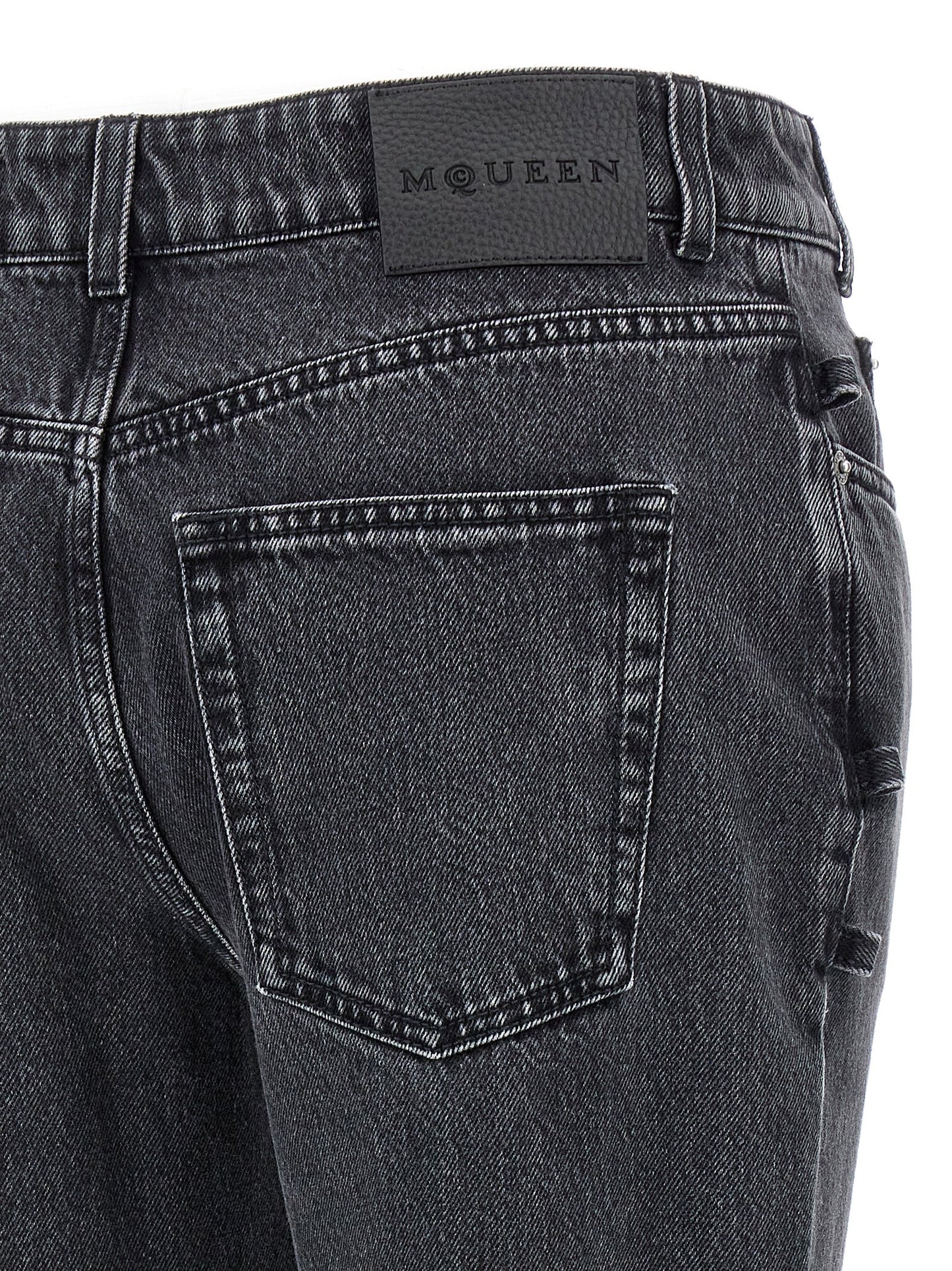 Alexander McQueen Black Cotton Flared Jeans