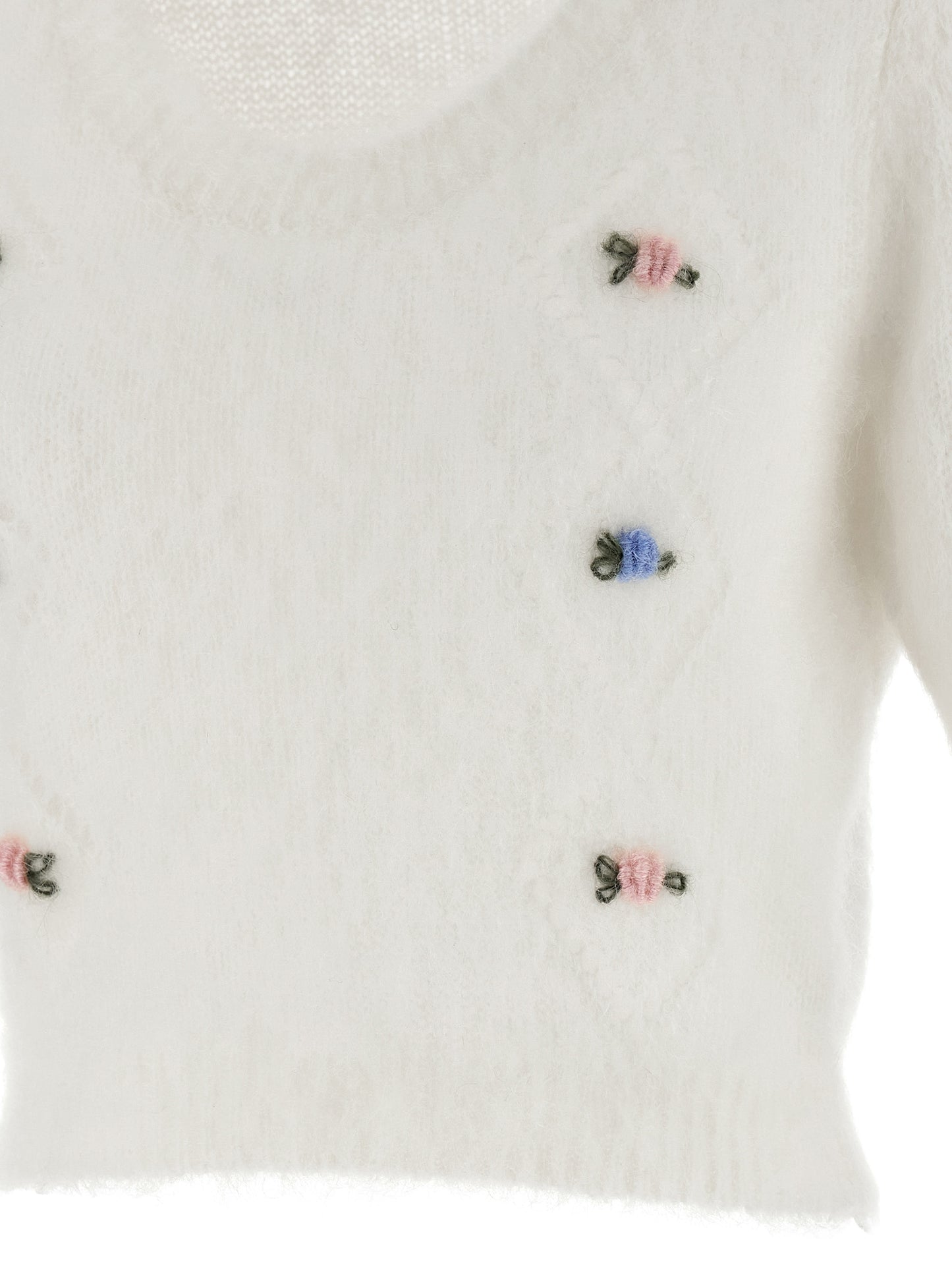 Alessandra Rich White Wool Cardigan