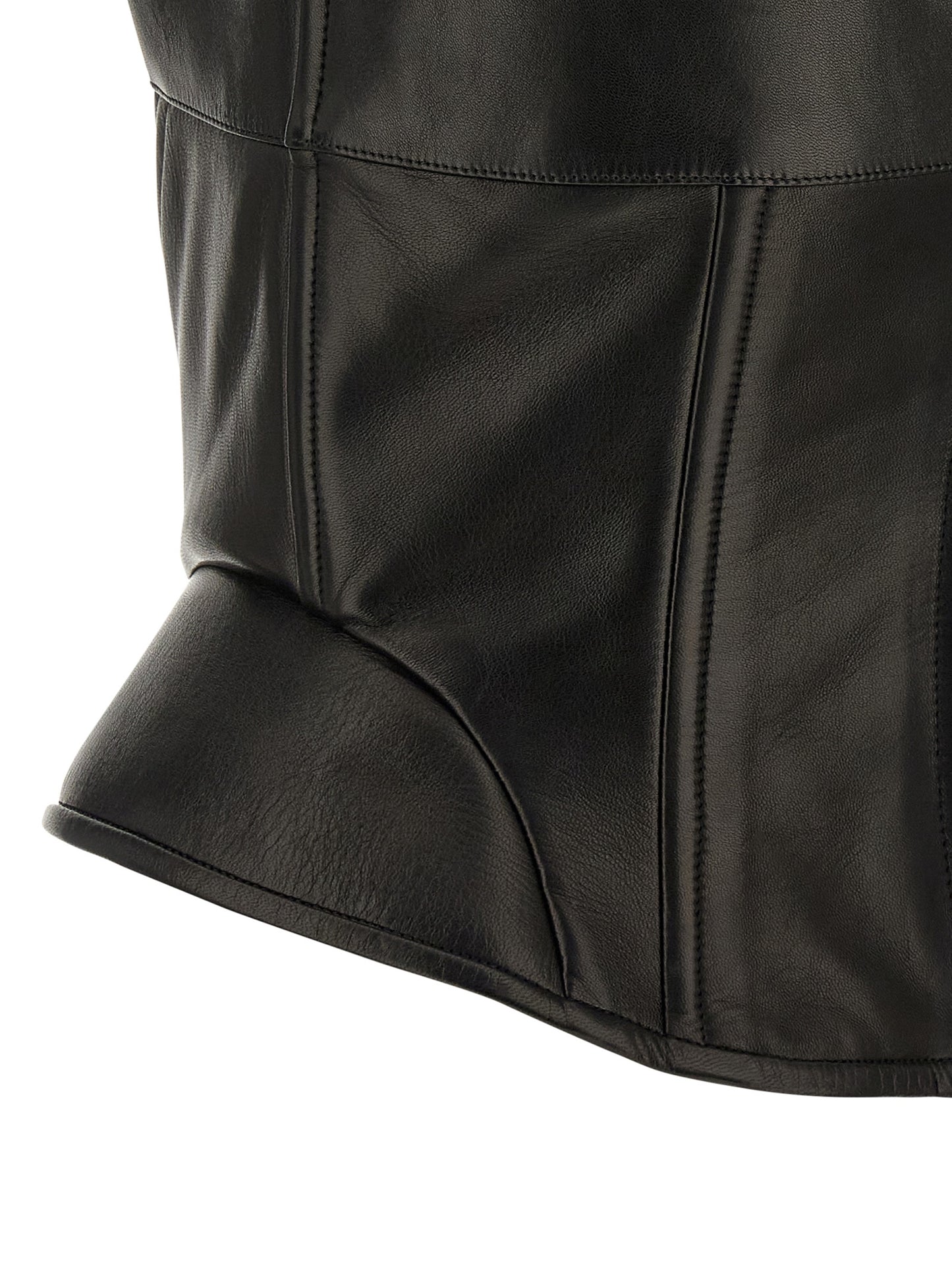 Ermanno Scervino Black Lamb Leather Tank Tops
