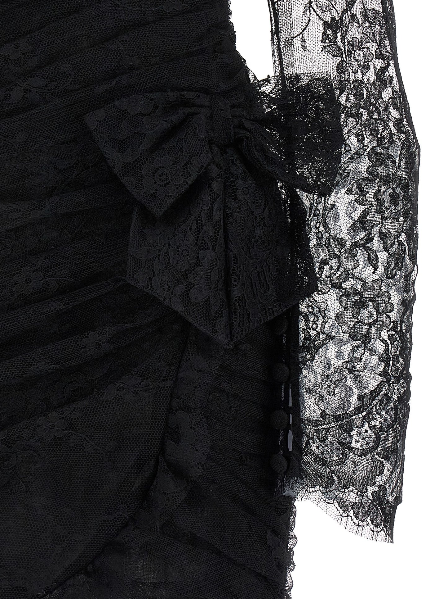 Alessandra Rich Black Organic Cotton Short Dress