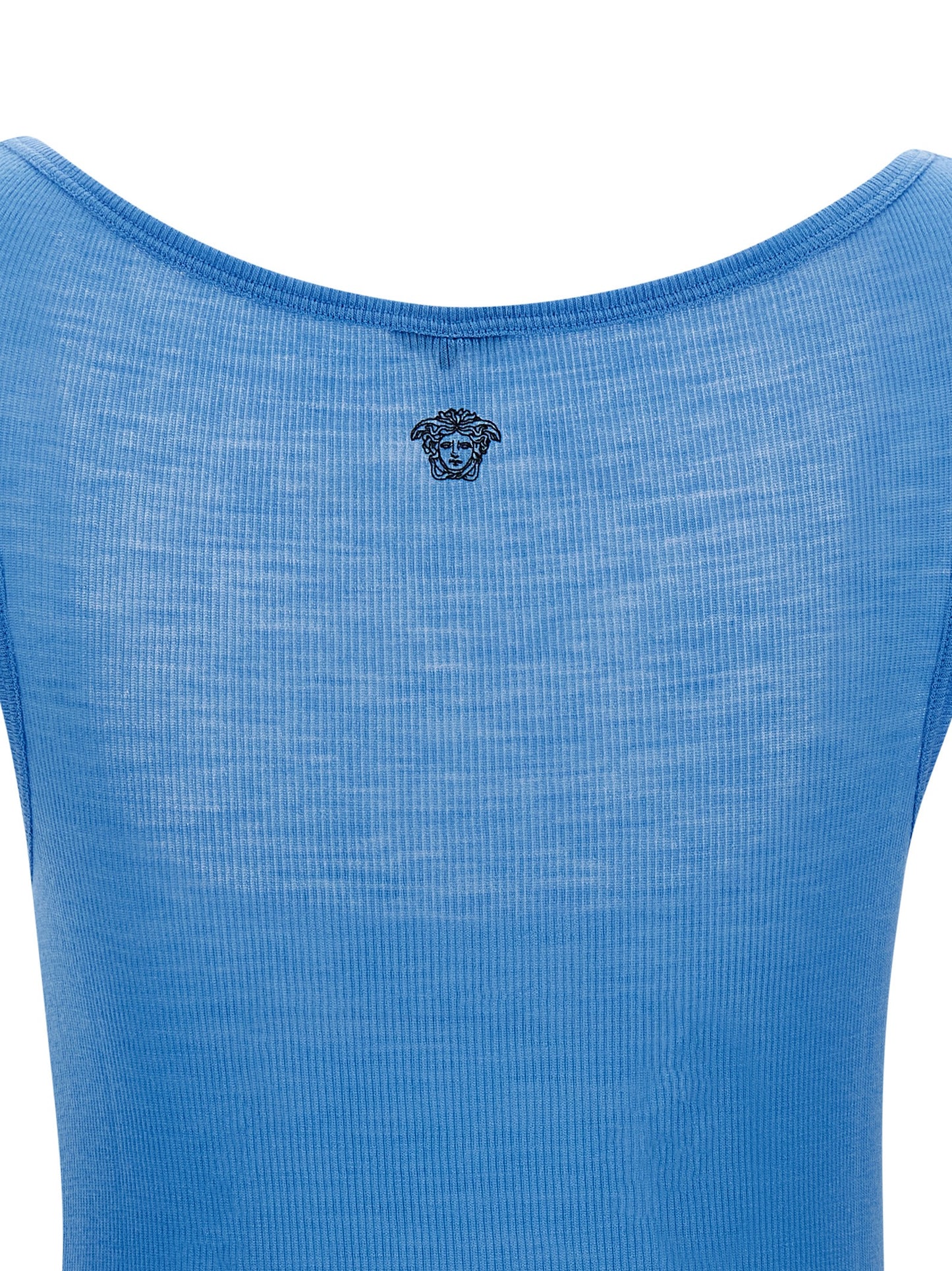 Versace Blue Virgin Wool Tank Tops