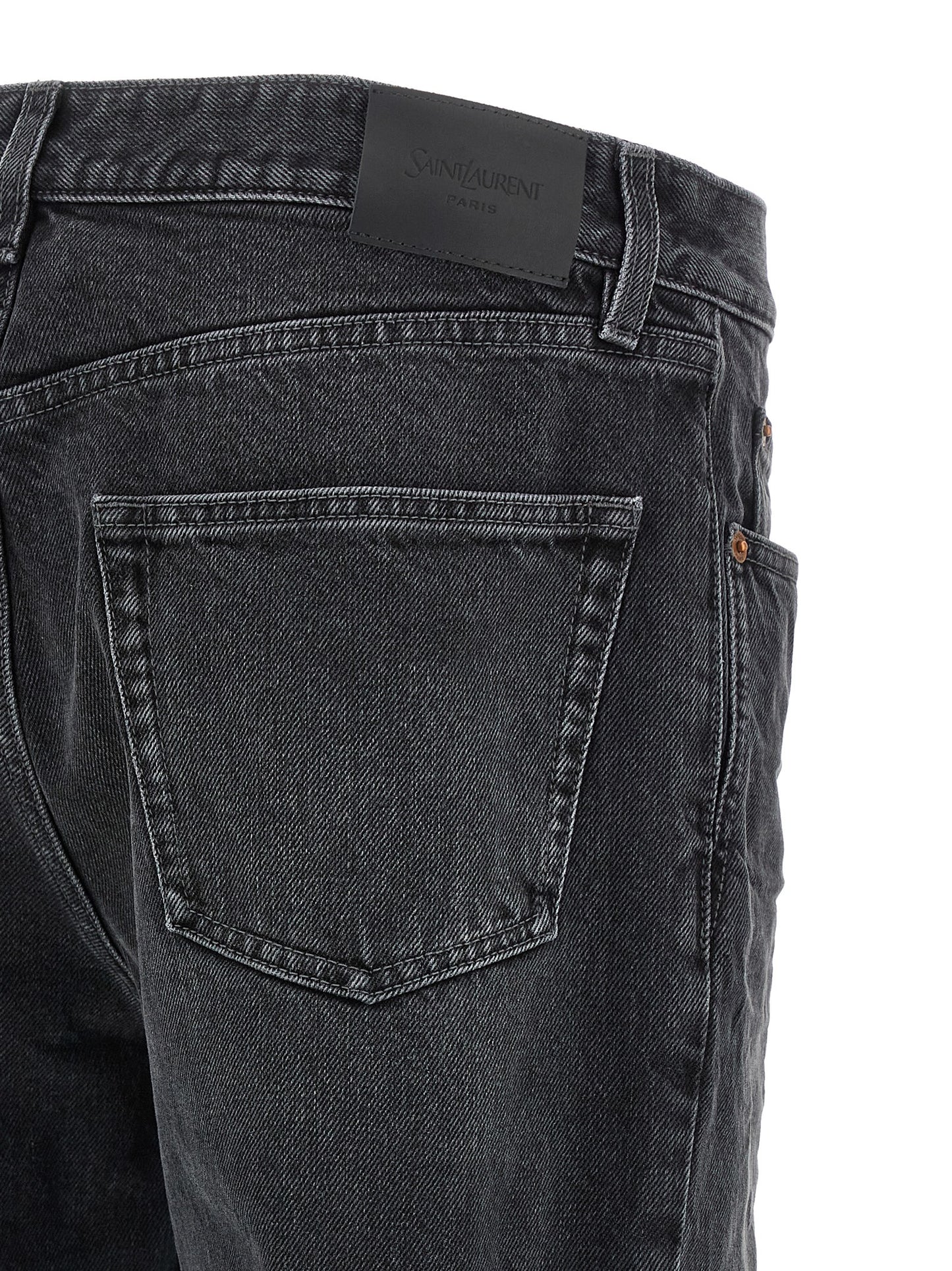 Saint Laurent Black Cotton Straight-Leg Jeans