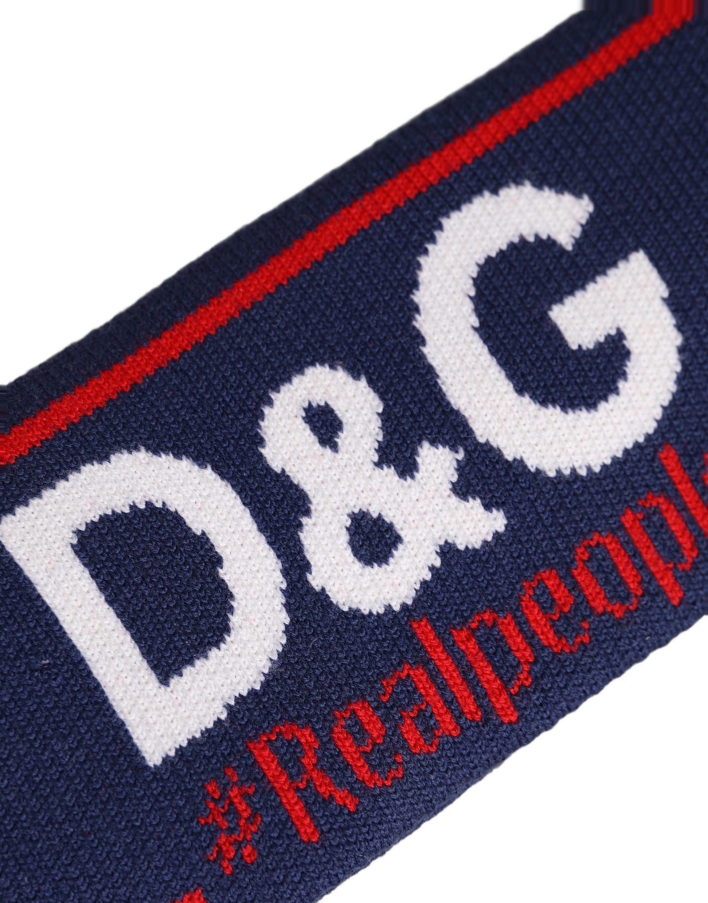 Dolce & Gabbana Navy Blue Wool Knitted D&G Queen Head Band One Size Hat