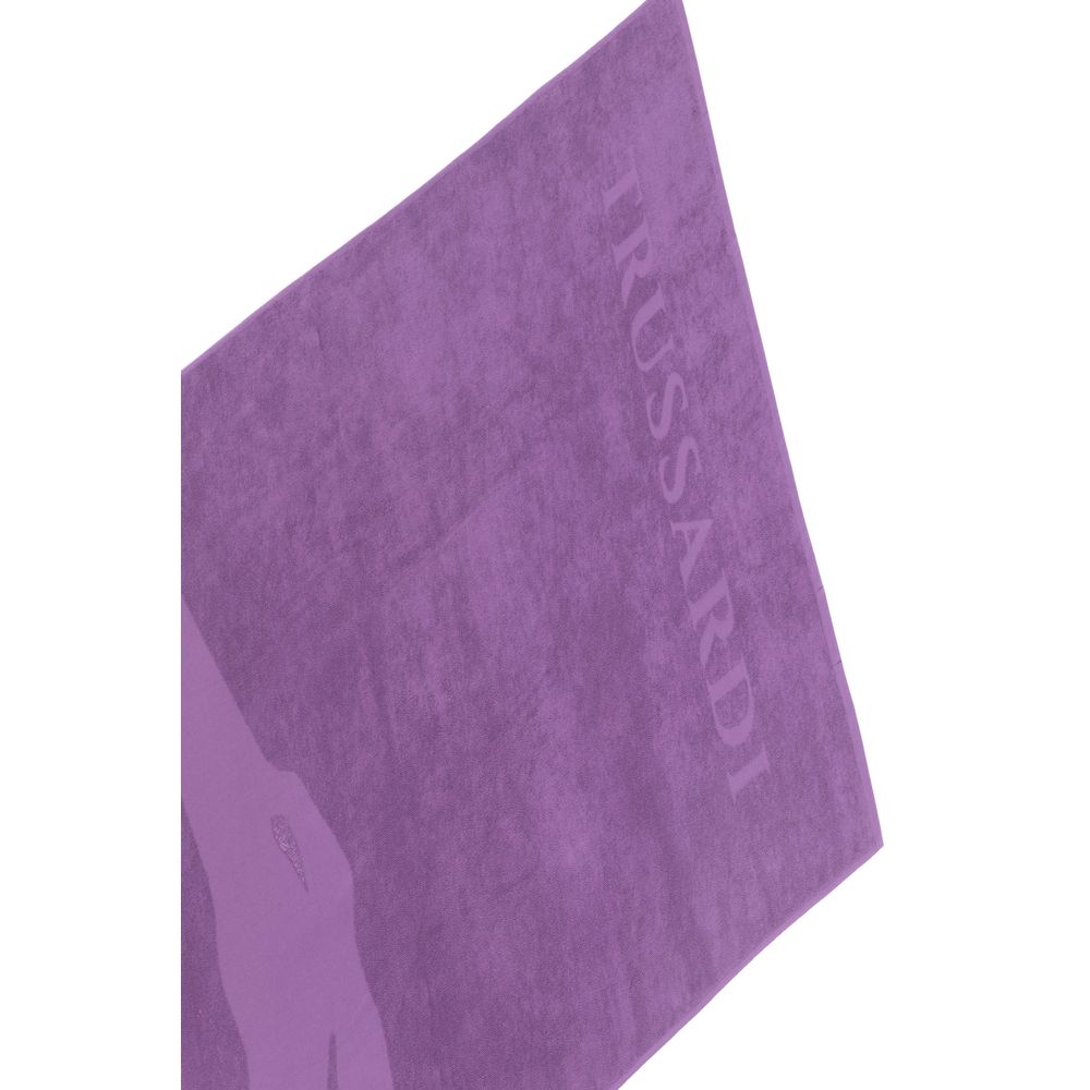 Trussardi Beachwear Purple Cotton Men Swim Towel