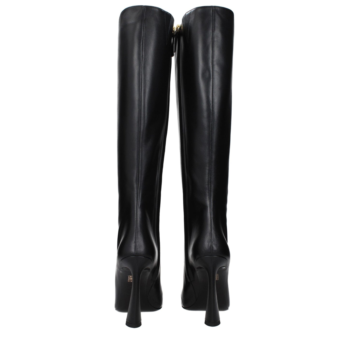 Versace Black Leather High Heel Boots