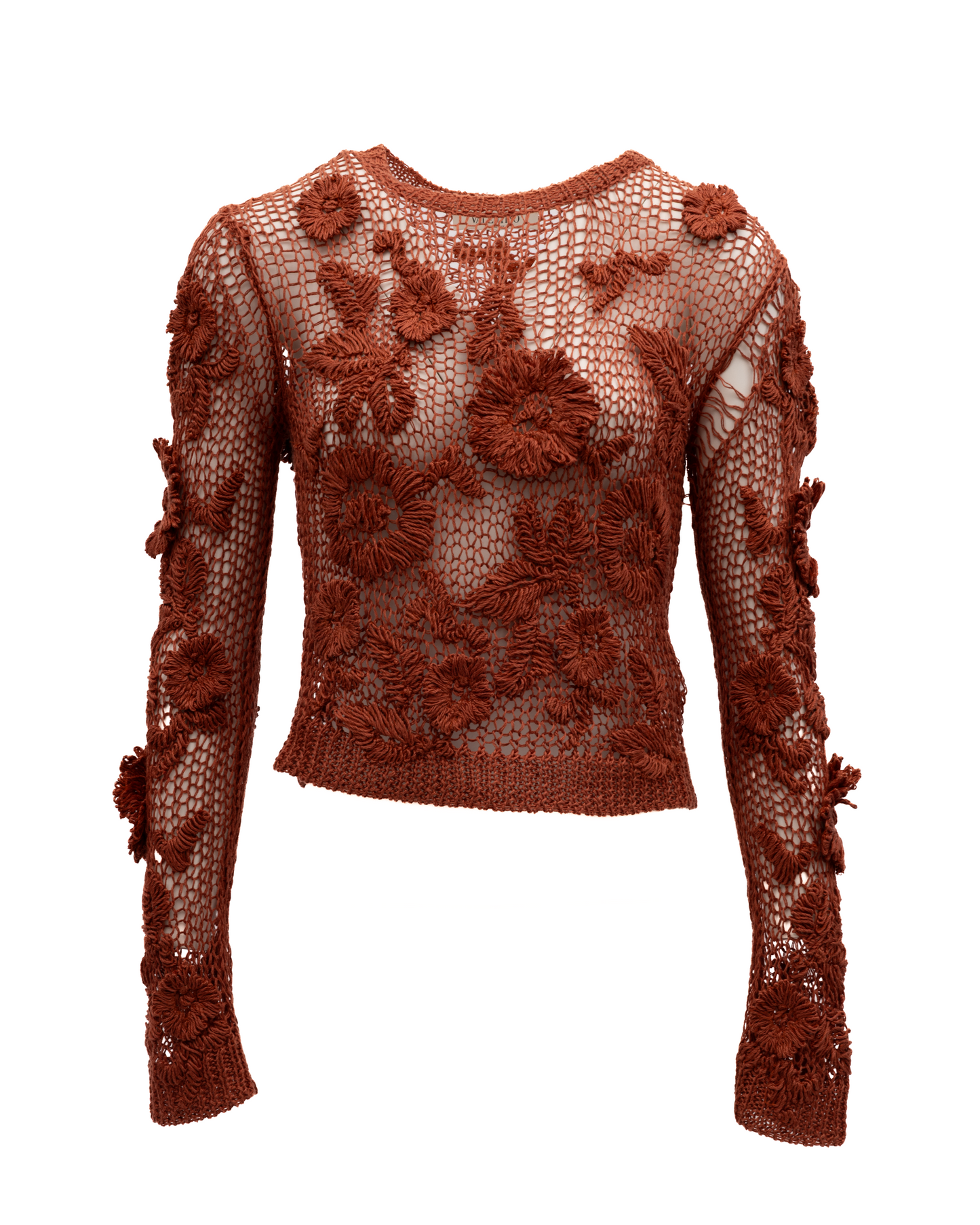 Valentino Garavani Rust Crochet Floral Top