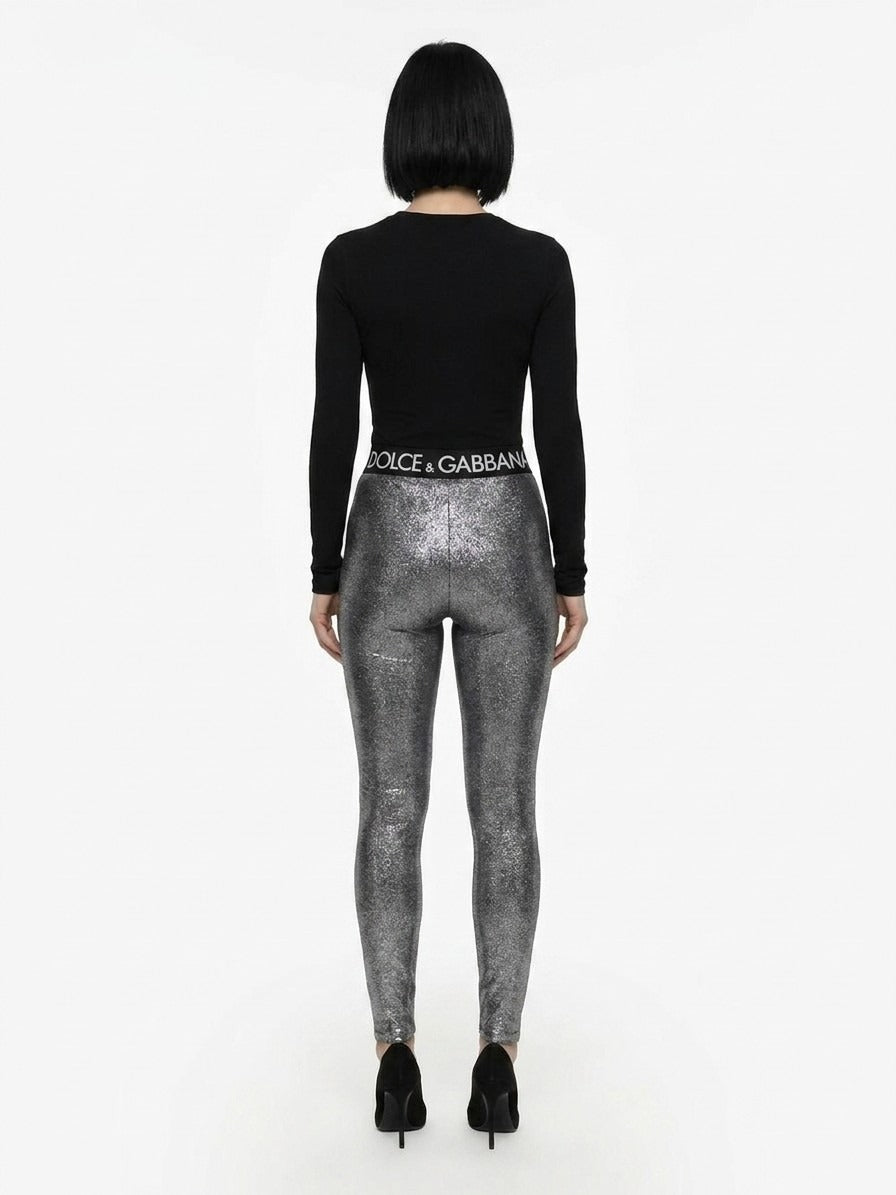 Dolce & Gabbana Silver Polyester Leggings