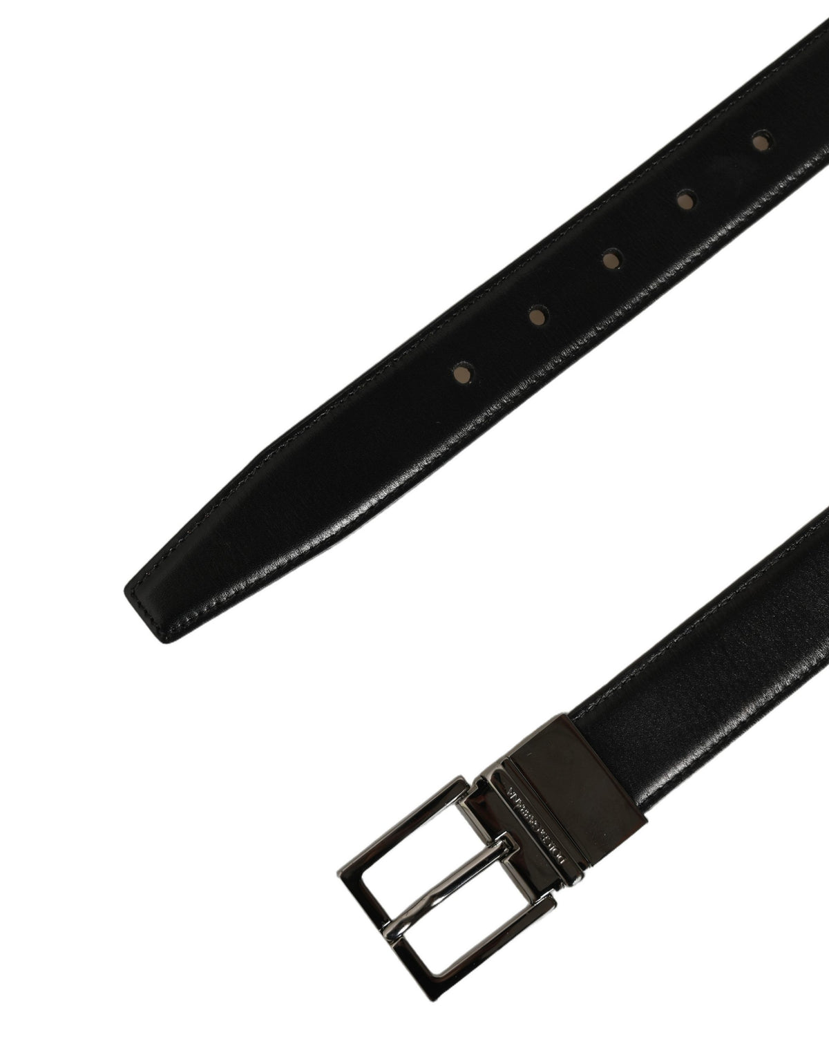 Dolce & Gabbana Black Classic Leather Silver Tone Buckle Belt