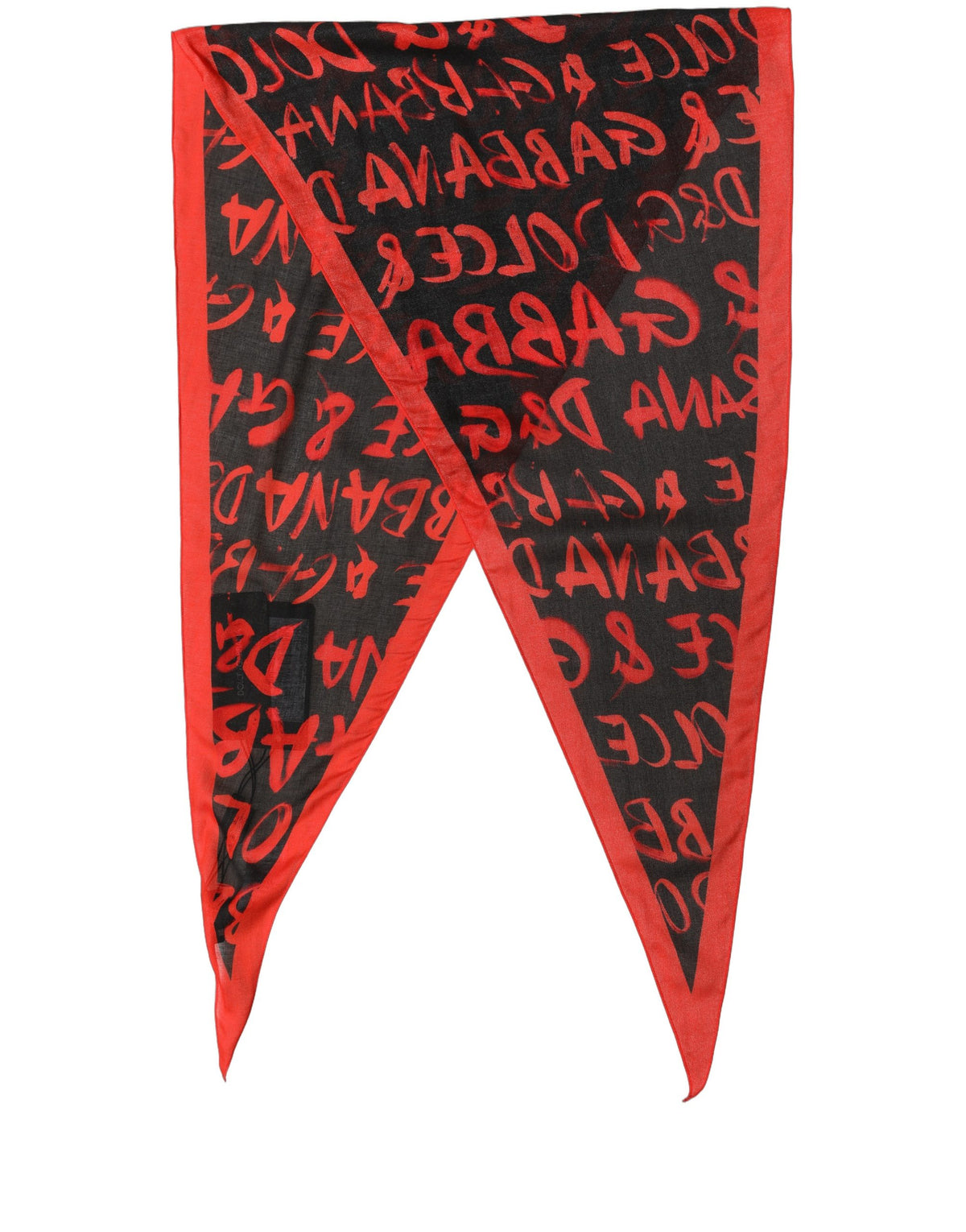 Dolce & Gabbana Men Red Black Graffiti Logo Lace Stole Scarf