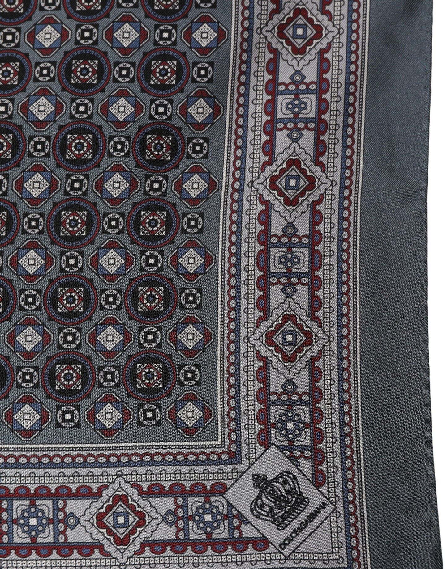 Dolce & Gabbana Gray Geometric Pocket Square Foulard Scarf