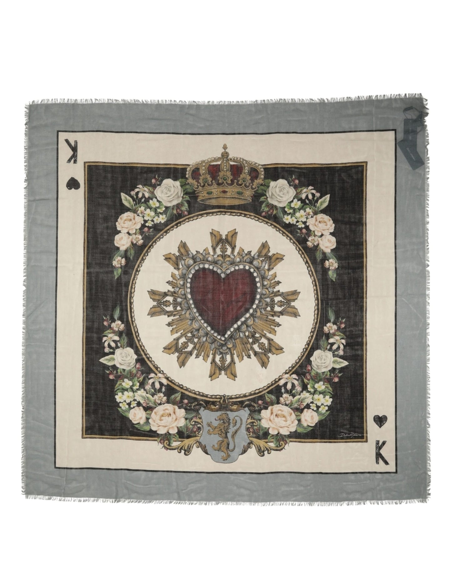 Dolce & Gabbana Men Multicolor King of Hearts Square Foulard Scarf