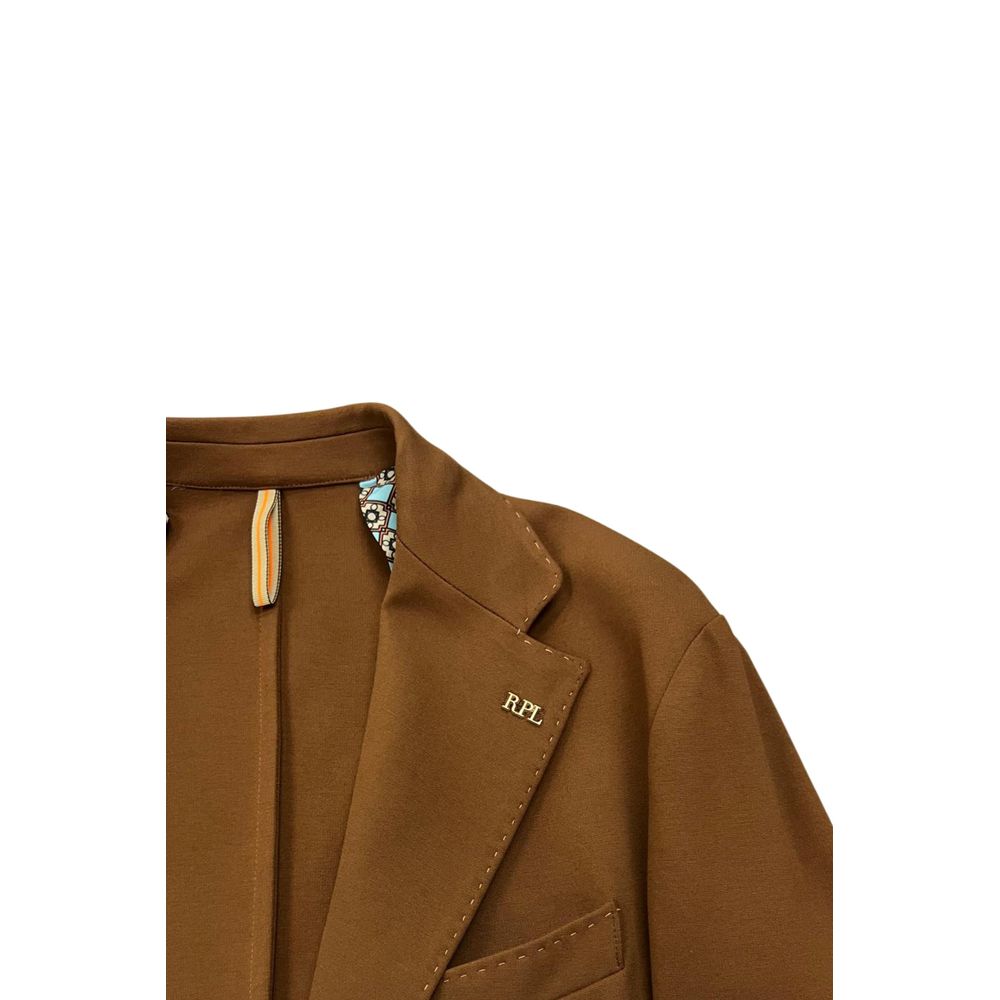 Roberto Pepe Luxury Brown Viscose Men Jacket