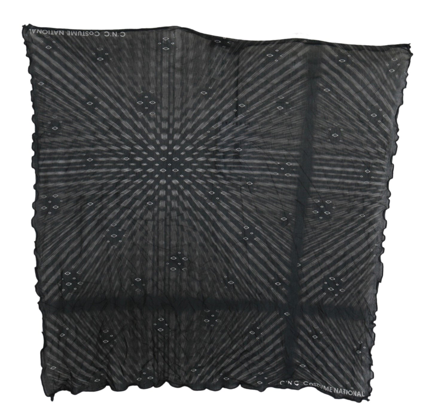 Costume National Black Gray Viscose Foulard Branded Scarf