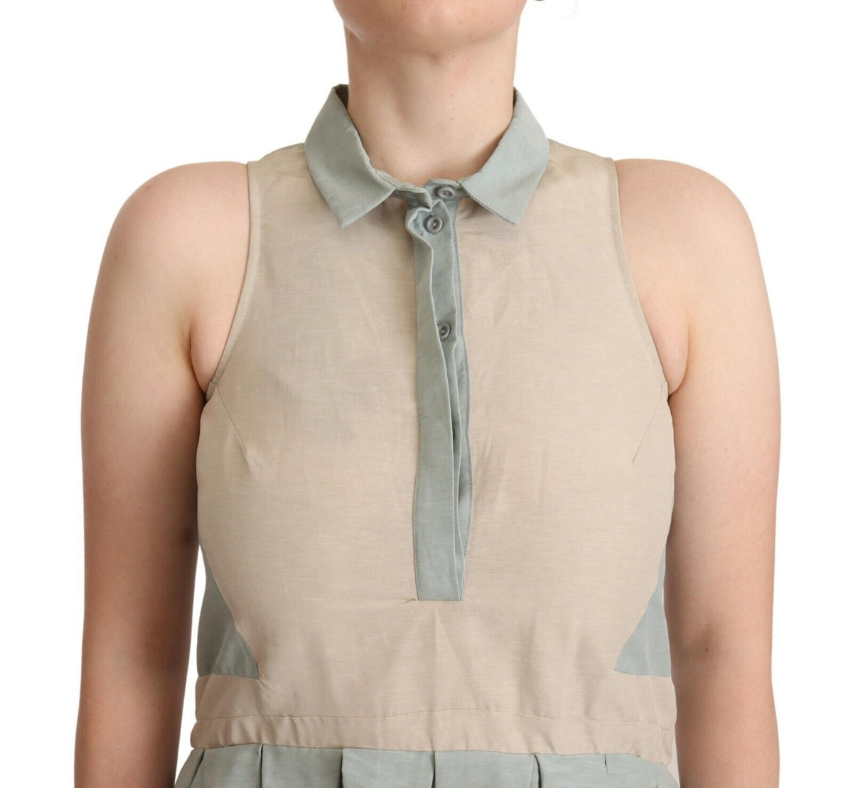 Comeforbreakfast Multicolor Collared Sleeveless Sheath Dress