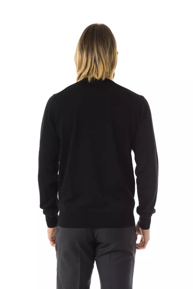 Uominitaliani Black Merino Wool Men's Sweater