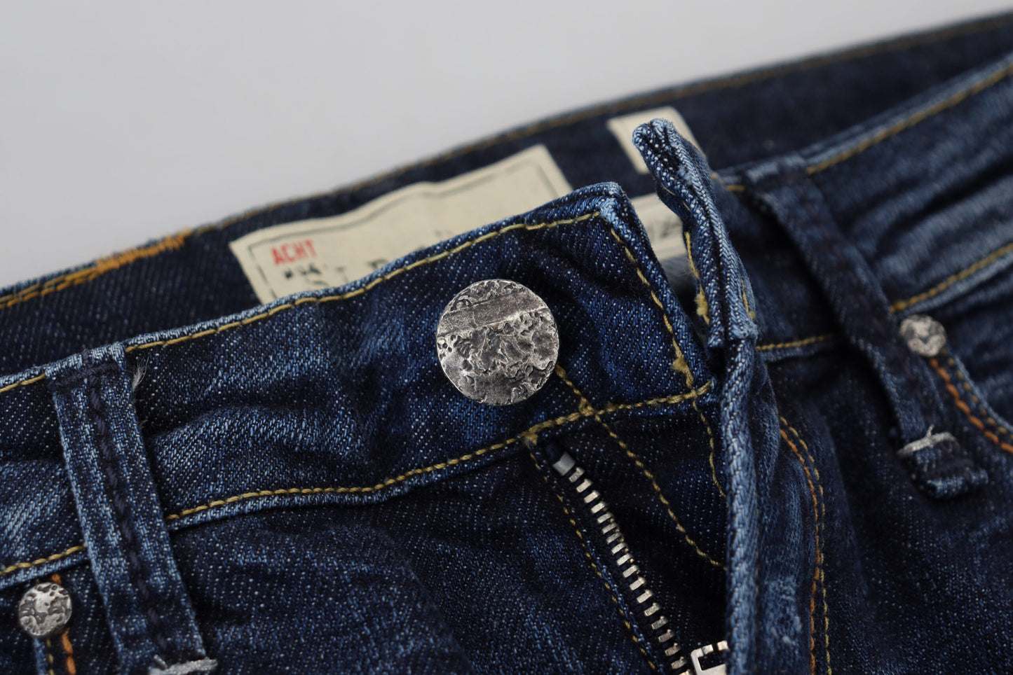 Acht Blue Washed Cotton Low Waist Women Casual Jeans