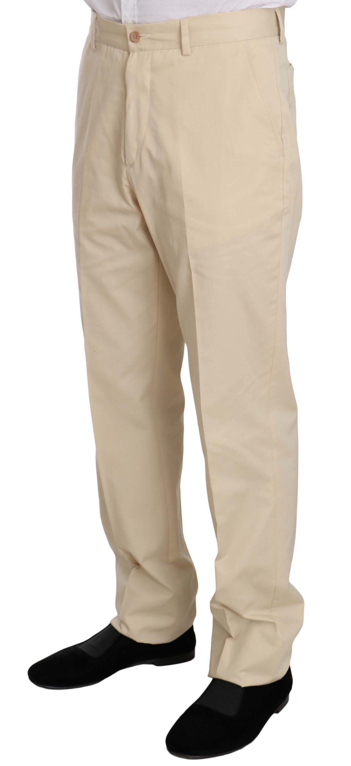 Romeo Gigli Two Piece 3 Button Beige Cotton Solid Suit