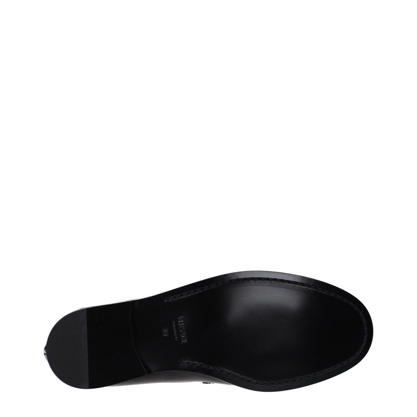 Versace Black Leather Slip-On Loafers