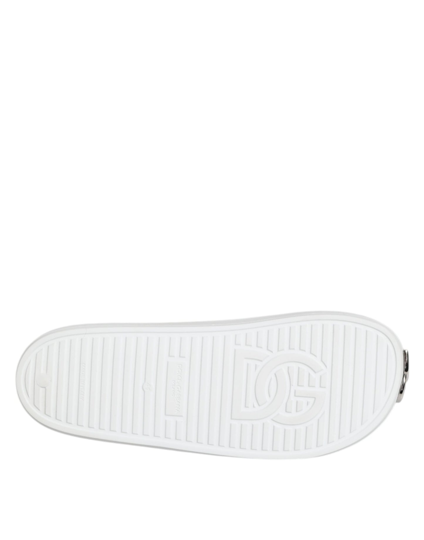 Dolce & Gabbana White Logo Slides Sandals Men Beachwear Shoes