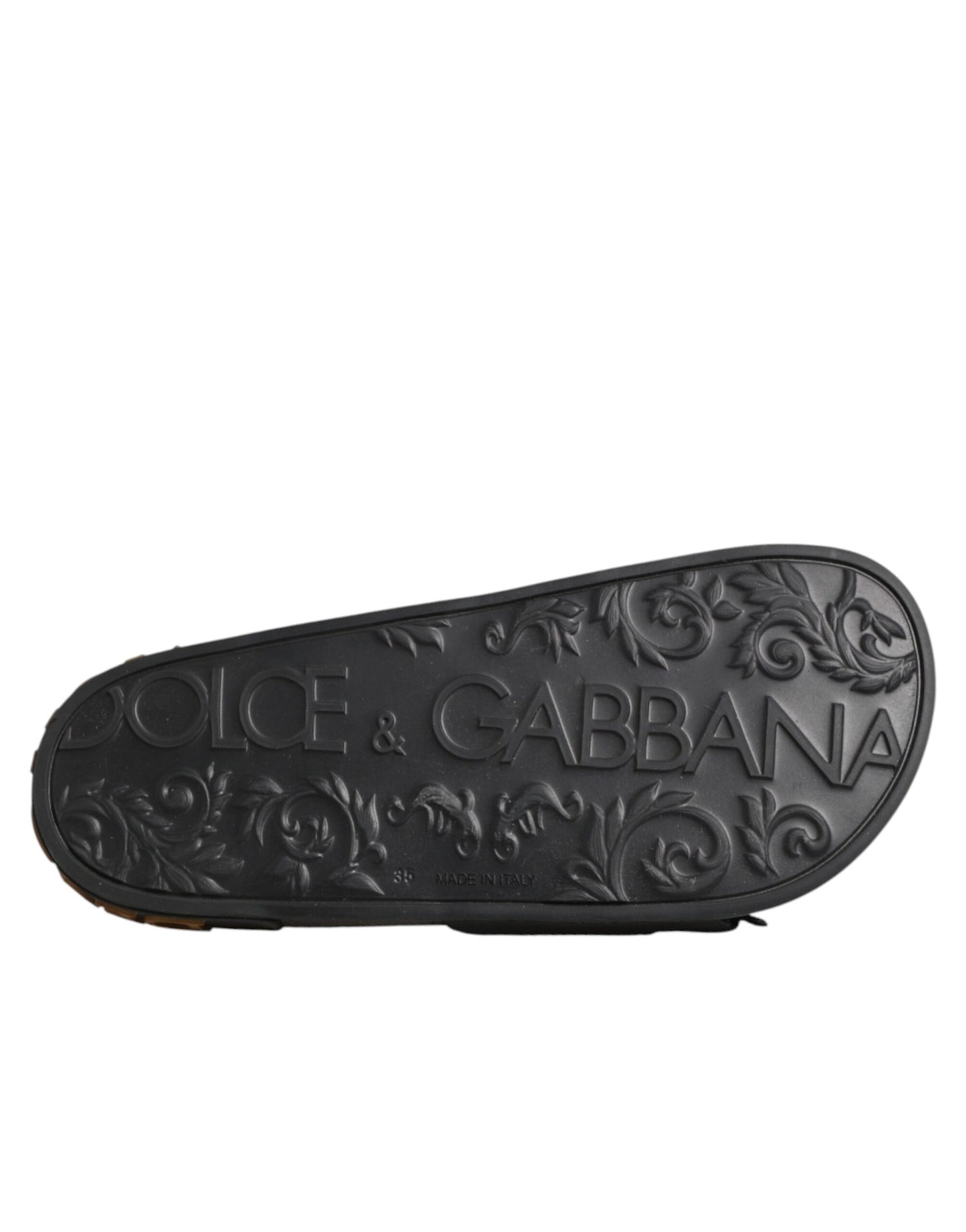 Dolce & Gabbana Black Devotion Matelassé Leather Slides Shoes