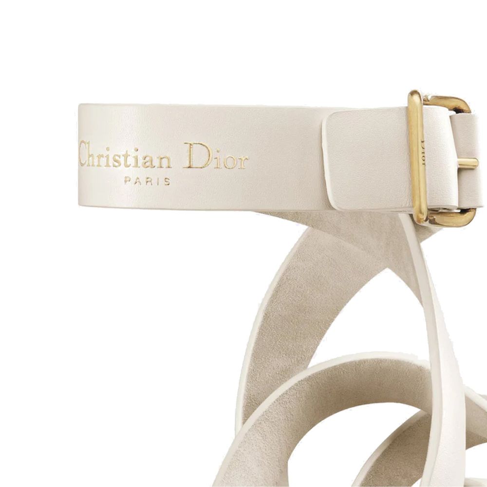Dior White Calfskin Flat Sandals