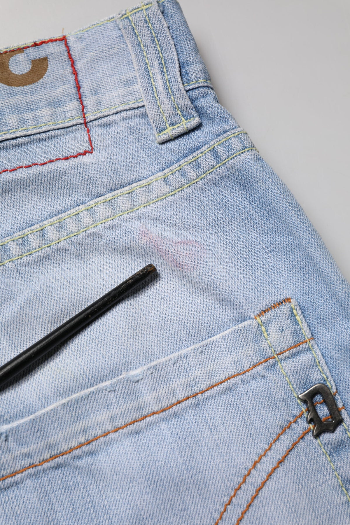 Dondup Light Blue Cotton Stretch Straight Denim Trouser Jeans