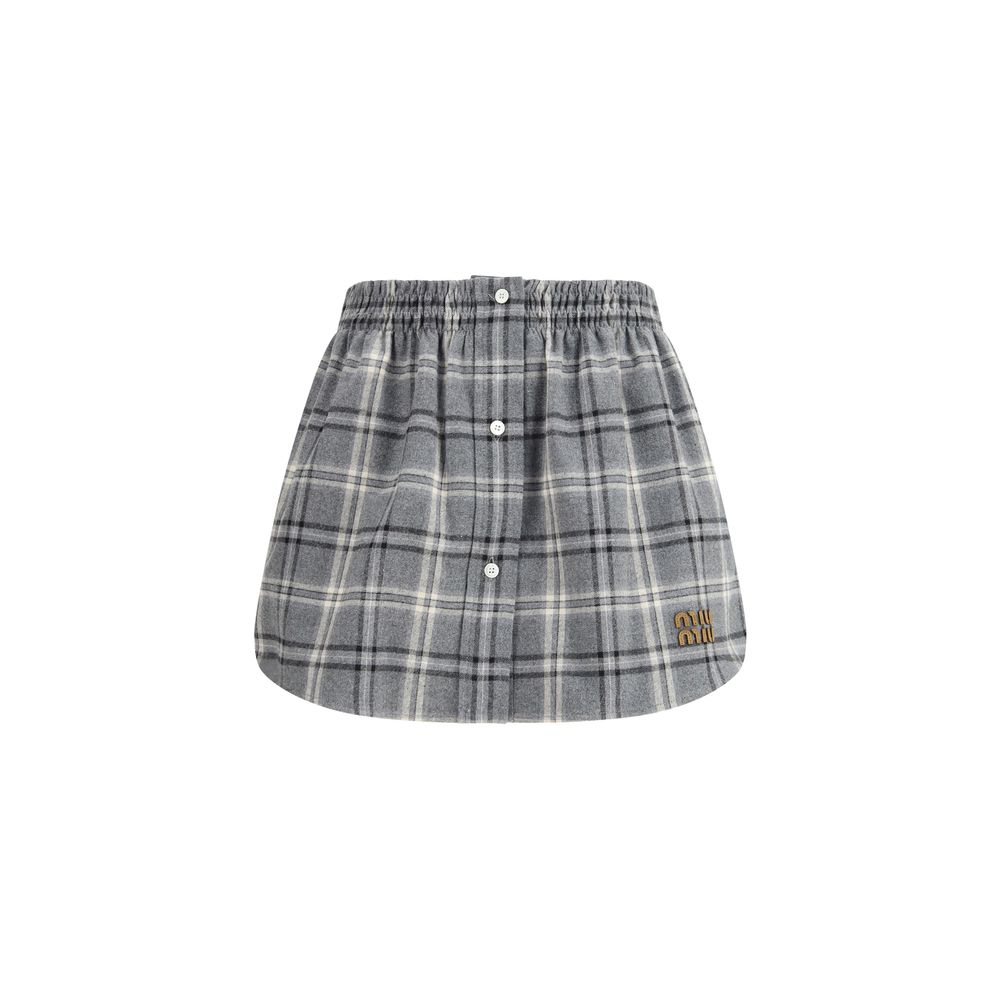 Miu Miu Gray Cotton Mini Skirt