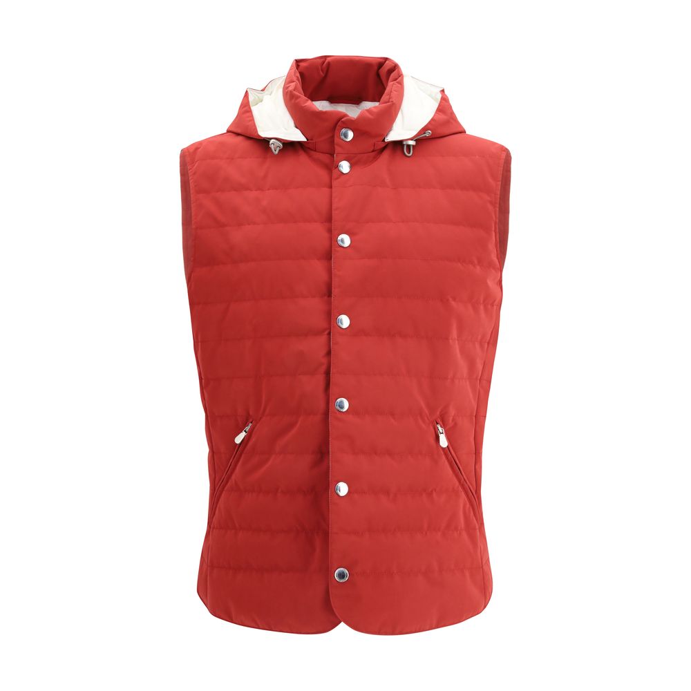 Brunello Cucinelli Red Polyester Sleeveless Jacket