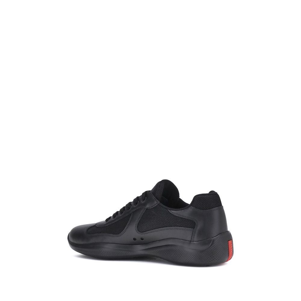 Prada Black Calf Leather Bos Taurus Athletic Sneakers
