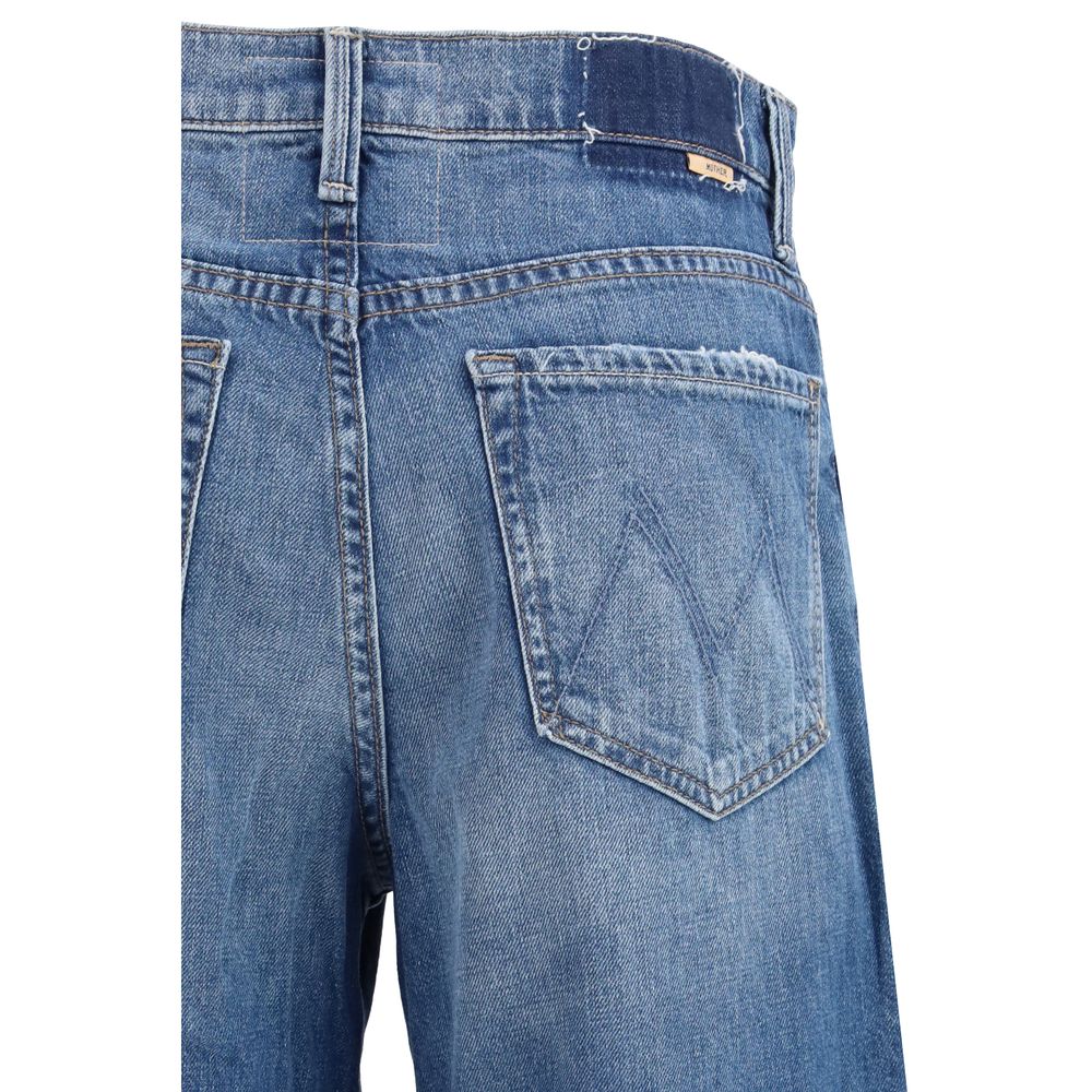 Mother Denim Blue Cotton Flared Jeans