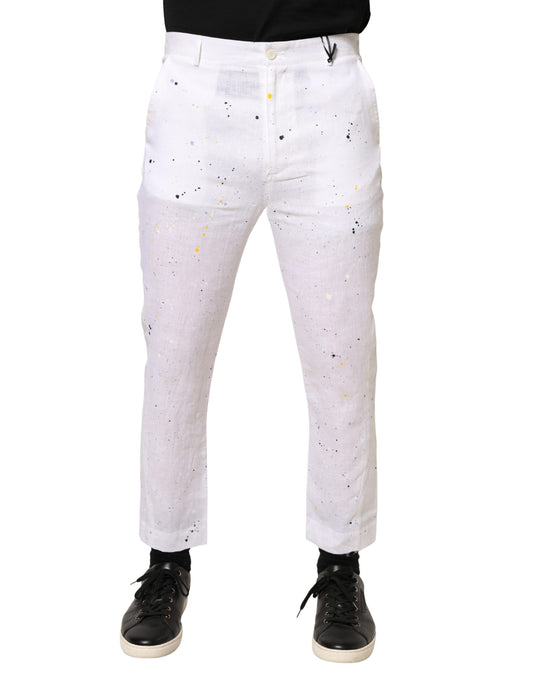 Daniele Alessandrini White Paint Print SkinnyFit Trouser Pants