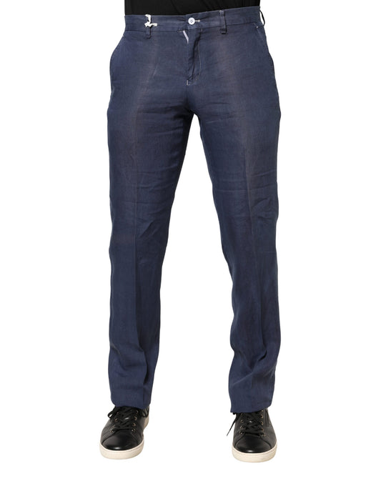 Domenico Tagliente Navy Blue Skinny Chino Mid Waist Men Pants