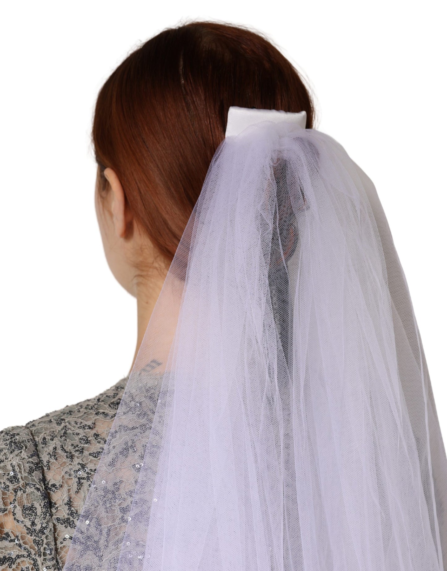 Dolce & Gabbana White Floral LaceNylon Floor Length 3M Long Veil