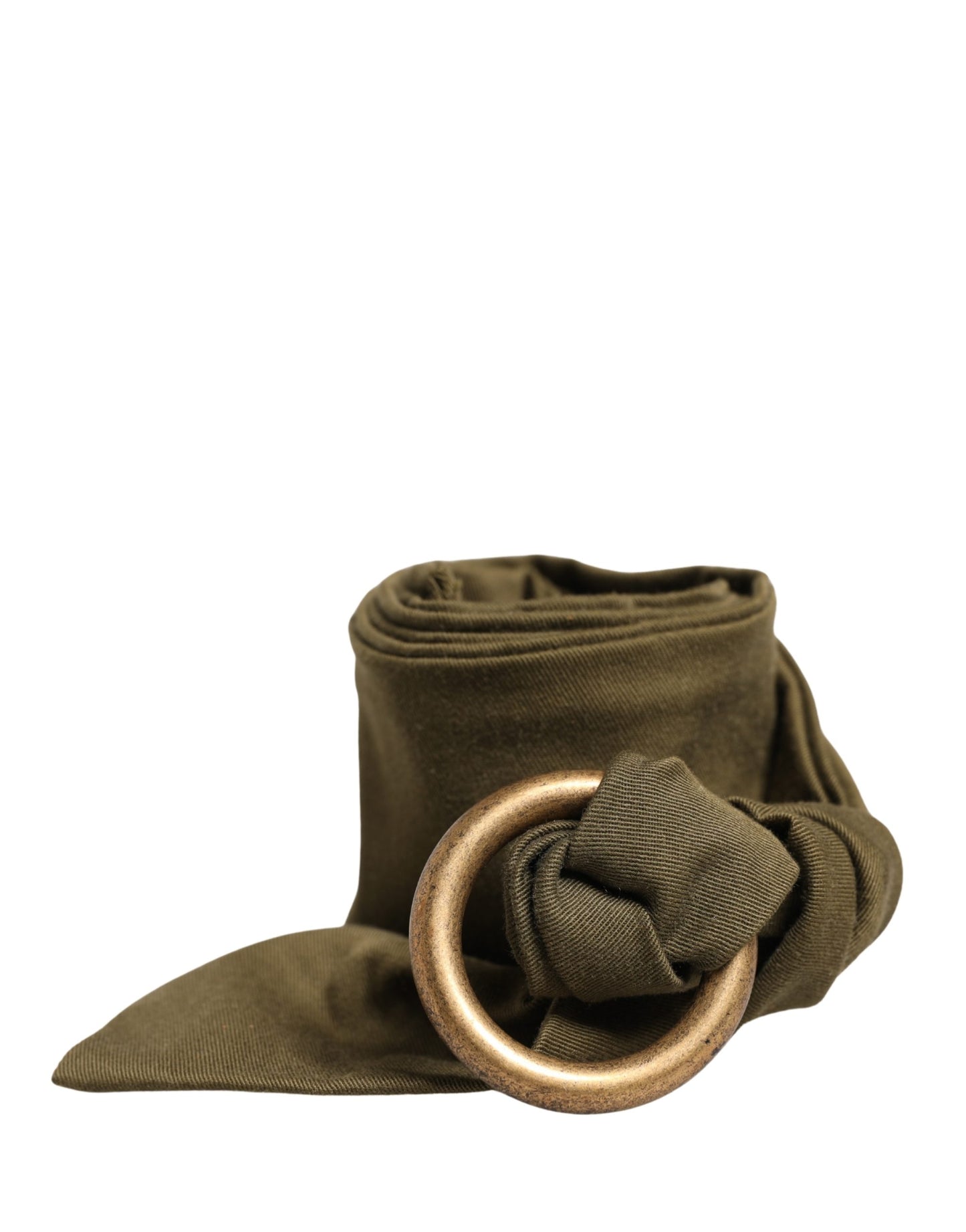 Ermanno Scervino Army Green Cotton Round Buckle Waist Belt