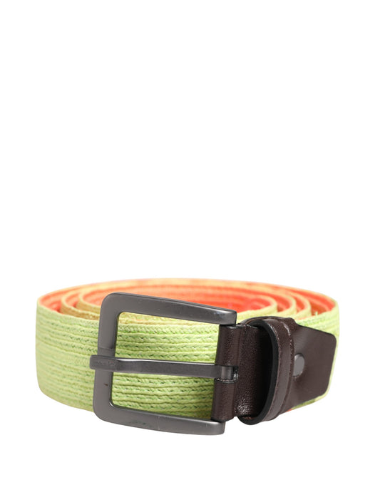 Malo Green Orange Braided Metal Buckle Waist Cintura Belt