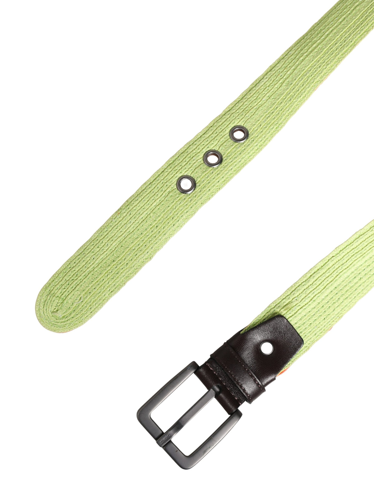 Malo Green Orange Braided Metal Buckle Waist Cintura Belt