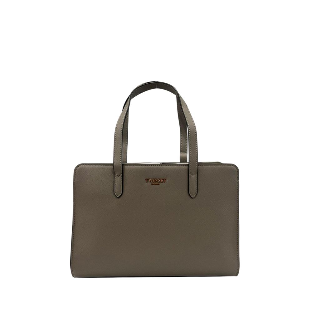 Twinset Grey PU Women Shoulder Bag